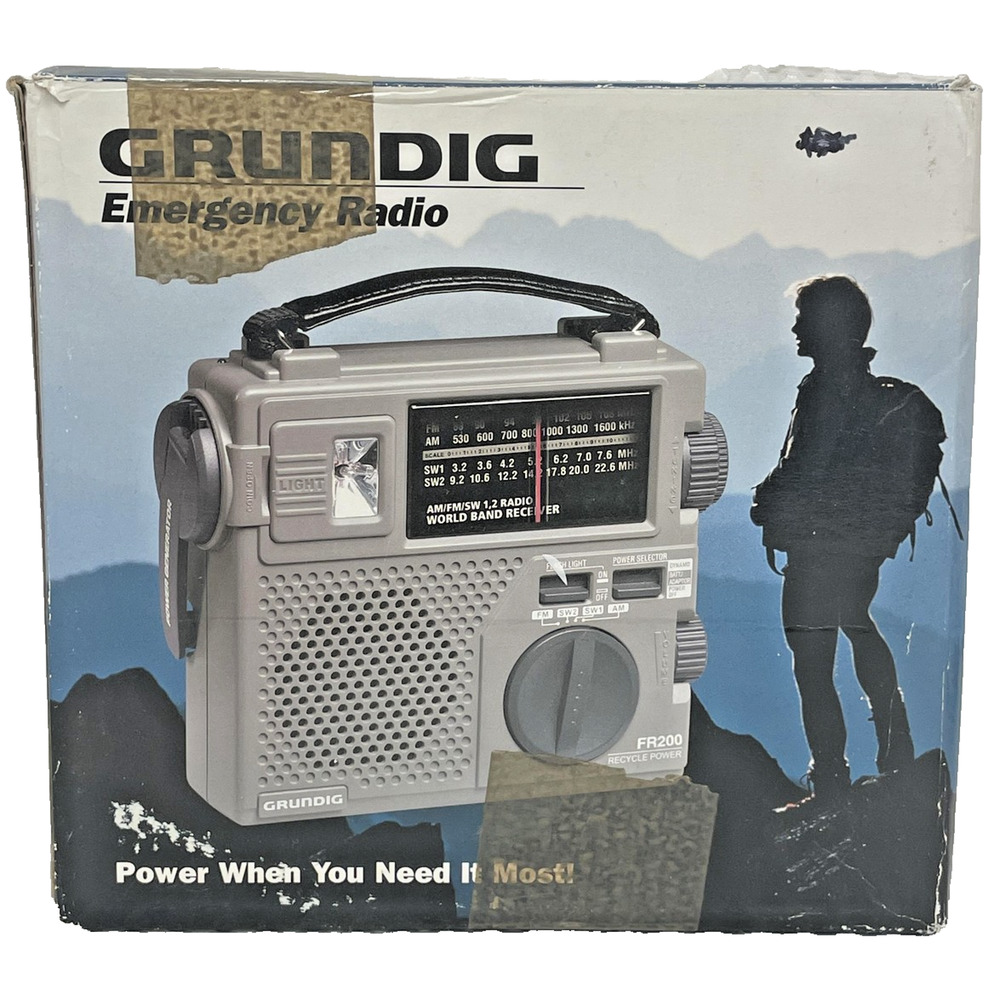 Grundig FR-200 AM/FM Shortwave World Band Emergency Radio Hand Crank Works